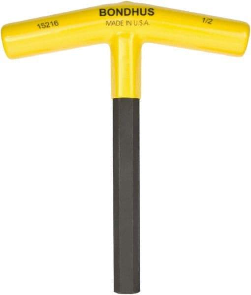 Bondhus - 1/2" Hex, T-Handle, Hex Key - 6" OAL, Protanium High Torque Steel, Inch System of Measurement - Benchmark Tooling