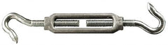 Made in USA - 52 Lb Load Limit, #12 Thread Diam, 1-13/16" Take Up, Aluminum Hook & Hook Turnbuckle - 2-9/16" Body Length, 3/16" Neck Length, 4-1/2" Closed Length - Benchmark Tooling