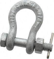 Made in USA - 1/4" Nominal Chain Size, 0.5 Ton Carbon Steel Bolt Anchor Shackle - 1/4" Diam, 5/16" Pin Diam, 1-1/8" High Inside Jaw, 3/4" Inside Width, 5/16" Max Body Thickness - Benchmark Tooling