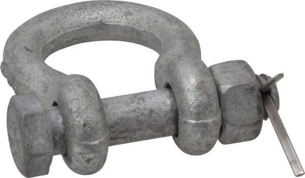 Made in USA - 5/16" Nominal Chain Size, 0.75 Ton Carbon Steel Bolt Anchor Shackle - 5/16" Diam, 3/8" Pin Diam, 1-1/4" High Inside Jaw, 0.969" Inside Width, 3/8" Max Body Thickness - Benchmark Tooling