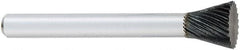 OSG - 1/4" Cut Diam, 1/4" Shank Diam, Inverted Cone Head Fluted Cut Burr - Carbide, Flat End, 5/16" LOC, 2" OAL - Benchmark Tooling