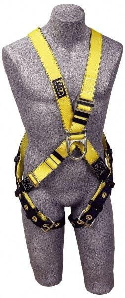 DBI/SALA - 420 Lb Capacity, Size Universal, Full Body Cross-Over Safety Harness - Polyester Webbing, Front D-Ring, Tongue Leg Strap, Pass-Thru Chest Strap - Benchmark Tooling