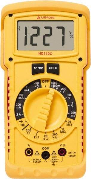 Amprobe - 2670779, CAT IV, 1,000 VAC/VDC, Digital Manual Ranging Multimeter - 20 mOhm, Measures Voltage, Current, Resistance - Benchmark Tooling