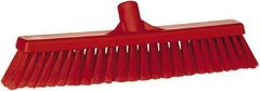 Vikan - 16" Fine Particle Synthetic Push Broom - 2" Bristle Length, Plastic Block, European Threaded Handle Connection - Benchmark Tooling