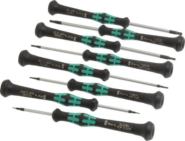 Wera - 8 Piece, 0.028 to 7/64" Hex Driver Set - Comes in Cardboard Box - Benchmark Tooling