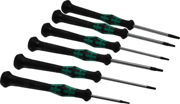 Wera - 6 Piece T6 to T15 Micro Handle Torx Driver Set - T6, T7, T8, T9, T10, T15 - Benchmark Tooling