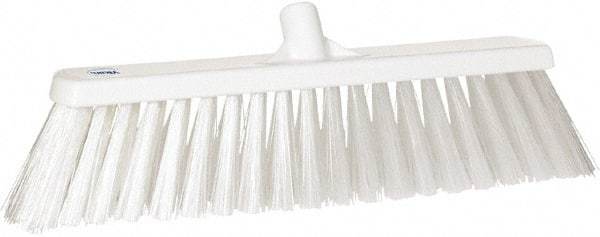 Vikan - 19" Heavy Duty Synthetic Push Broom - 4-25/64" Bristle Length, Plastic Block, European Threaded Handle Connection - Benchmark Tooling