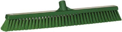 Vikan - 24" Fine Particle Synthetic Push Broom - 2" Bristle Length, Plastic Block, European Threaded Handle Connection - Benchmark Tooling