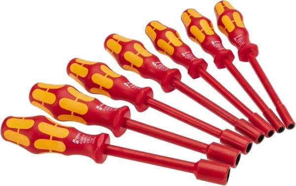 Wera - 7 Piece 3/16 to 1/2" Insulated Nutdriver Set - Solid Shaft, Ergonomic Handle - Benchmark Tooling