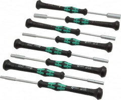 Wera - 8 Piece 3/32 to 1/4" Electronic Nutdriver Set - Solid Shaft, Ergonomic Handle - Benchmark Tooling