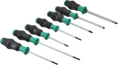 Wera - 7 Piece Phillips & Slotted Screwdriver Set - Blade Sizes: Width Metric 4, 4.5, 6.5 & 9, Bit Sizes: Philips #1 to #2, Metric Length mm: #1 x 80mm, #2 x 100mm, 4mm x 100mm, 4mm x 125mm, 4.5 x 100mm, 6.5mm x 125mm & 9mm x 150mm - Benchmark Tooling