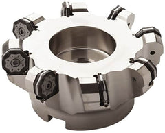 Seco - 3.15" Cut Diam, 1" Arbor Hole, 0.236" Max Depth of Cut, 40° Indexable Chamfer & Angle Face Mill - 9 Inserts, ON.U 09 Insert, Right Hand Cut, 9 Flutes, Series R220.48 - Benchmark Tooling