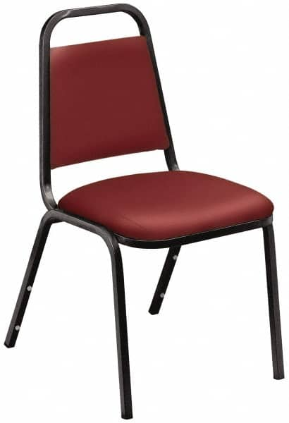 NPS - Vinyl Burgundy Stacking Chair - Black Frame, 17-1/4 Inch Wide x 20 Inch Deep x 33 Inch High - Benchmark Tooling