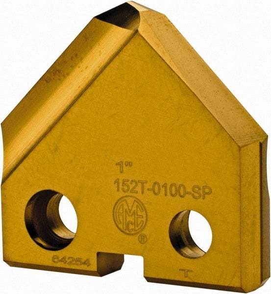 Allied Machine and Engineering - 1" Diam x 3/16" Thick, Seat Code 2, 90° Included Angle Spade Drill Insert - TiN Coated, Cobalt, Series T-A - Benchmark Tooling