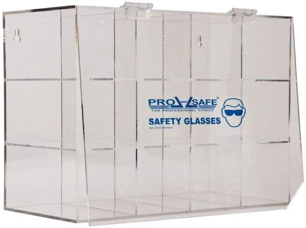 PRO-SAFE - 12 Pair Cabinet with Individual Compartments, Acrylic Safety Goggles Dispenser - 17 Inch Wide x 11-7/8 Inch High x 7-5/8 Inch Deep, Table and Wall Mount - Benchmark Tooling