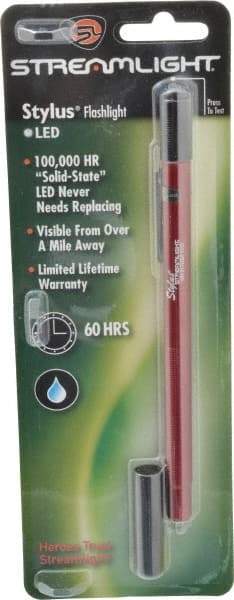 Streamlight - White LED Bulb, Mini Flashlight - Red Aluminum Body, 3 AAAA Alkaline Batteries Included - Benchmark Tooling