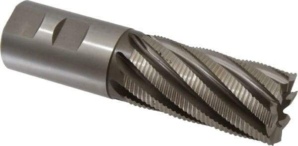Hertel - 2" Diam, Fine Pitch, 4" LOC, 8 Flute Cobalt Roughing Square End Mill - Uncoated, 7-3/4" OAL, 2" Shank Diam, Single End, 30° Helix - Benchmark Tooling