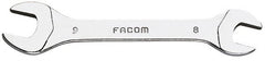 Facom - 8mm x 9mm Stubby Open End Wrench - 3-1/2" OAL, Double End, Satin Finish, 15° Head Angle - Benchmark Tooling