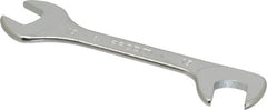 Facom - 15mm Stubby Extra Thin Open End Wrench - 5-33/64" OAL, Double End, Satin Finish, 15° & 75° Head Angle - Benchmark Tooling