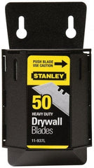 Stanley - 50 Piece Carbon Steel Drywall Utility Blade - 59mm OAL, 0.024" Blade Thickness - Benchmark Tooling