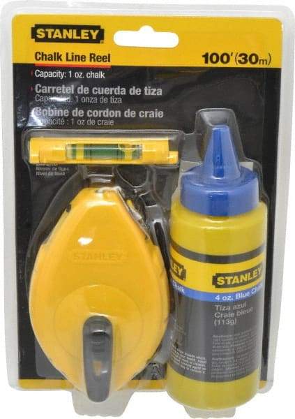 Stanley - 100' Long Chalk Reel, Chalk, Line Level - Blue - Benchmark Tooling