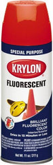 Krylon - Orange Yellow, Fluorescent, Aerosol Spray Paint - 15 to 20 Sq Ft per Can, 12 oz Container - Benchmark Tooling