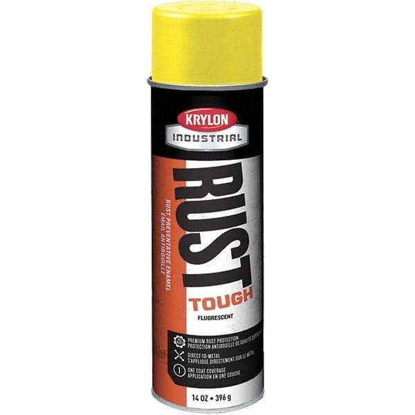 Krylon - Yellow, 15 oz Net Fill, Fluorescent, Acrylic Enamel Spray Paint - 15 to 20 Sq Ft per Can, 20 oz Container - Benchmark Tooling