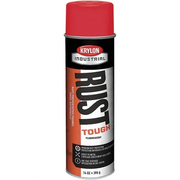 Krylon - Red, 15 oz Net Fill, Fluorescent, Acrylic Enamel Spray Paint - 15 to 20 Sq Ft per Can, 20 oz Container - Benchmark Tooling