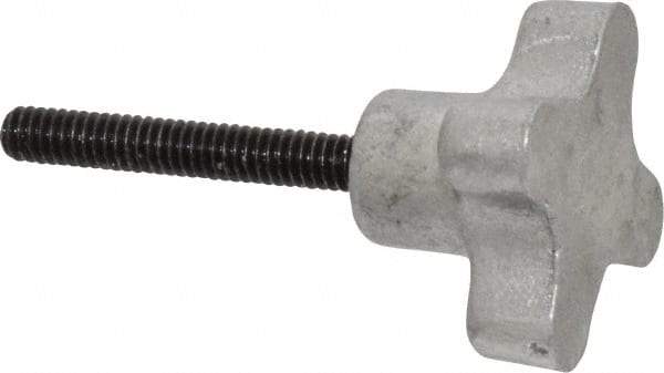 Gibraltar - 1/4-20 Lobed Shoulder Flat Tip Grade C-12L14 Steel Thumb Screw - 2-5/8" OAL, 1-1/2" Head Diam x 7/8" Head Height, Black Oxide Finish - Benchmark Tooling