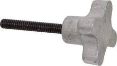 Gibraltar - 1/4-20 Lobed Shoulder Flat Tip Grade C-12L14 Steel Thumb Screw - 2-5/8" OAL, 1-1/2" Head Diam x 7/8" Head Height, Black Oxide Finish - Benchmark Tooling