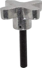 Gibraltar - 5/16-18 Lobed Shoulder Flat Tip Grade C-12L14 Steel Thumb Screw - 2-5/8" OAL, 2" Head Diam x 1" Head Height, Black Oxide Finish - Benchmark Tooling
