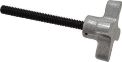 Gibraltar - 5/16-18 Lobed Shoulder Flat Tip Grade C-12L14 Steel Thumb Screw - 3-7/8" OAL, 2" Head Diam x 1" Head Height, Black Oxide Finish - Benchmark Tooling