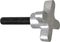 Gibraltar - 3/8-16 Lobed Shoulder Flat Tip Grade C-12L14 Steel Thumb Screw - 2-5/8" OAL, 2" Head Diam x 1" Head Height, Black Oxide Finish - Benchmark Tooling