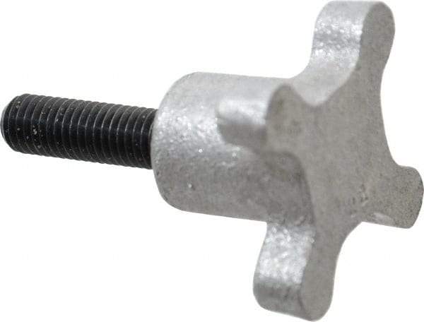 Gibraltar - 1/2-13 Lobed Shoulder Flat Tip Grade C-12L14 Steel Thumb Screw - 3-1/4" OAL, 2-1/2" Head Diam x 1-1/2" Head Height, Black Oxide Finish - Benchmark Tooling