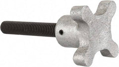 Gibraltar - 1/2-13 Lobed Shoulder Flat Tip Grade C-12L14 Steel Thumb Screw - 4-1/2" OAL, 2-1/2" Head Diam x 1-1/2" Head Height, Black Oxide Finish - Benchmark Tooling