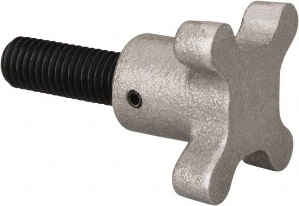 Gibraltar - 5/8-11 Lobed Shoulder Flat Tip Grade C-12L14 Steel Thumb Screw - 3-1/4" OAL, 2-1/2" Head Diam x 1-1/2" Head Height, Black Oxide Finish - Benchmark Tooling