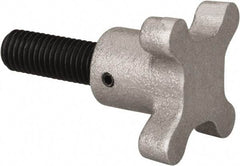 Gibraltar - 5/8-11 Lobed Shoulder Flat Tip Grade C-12L14 Steel Thumb Screw - 3-1/4" OAL, 2-1/2" Head Diam x 1-1/2" Head Height, Black Oxide Finish - Benchmark Tooling