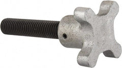 Gibraltar - 5/8-11 Lobed Shoulder Flat Tip Grade C-12L14 Steel Thumb Screw - 4-1/2" OAL, 2-1/2" Head Diam x 1-1/2" Head Height, Black Oxide Finish - Benchmark Tooling