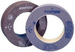 Norton - 6" Wide x 12" Diam, Type 7 Feed Wheel - 5" Hole Size, 80 Grit, Hardness R, 7-1/2" Diam x 1-1/2" Deep Recess, 7-1/2" Diam x 1/2" Deep Opposite Side Recess - Benchmark Tooling