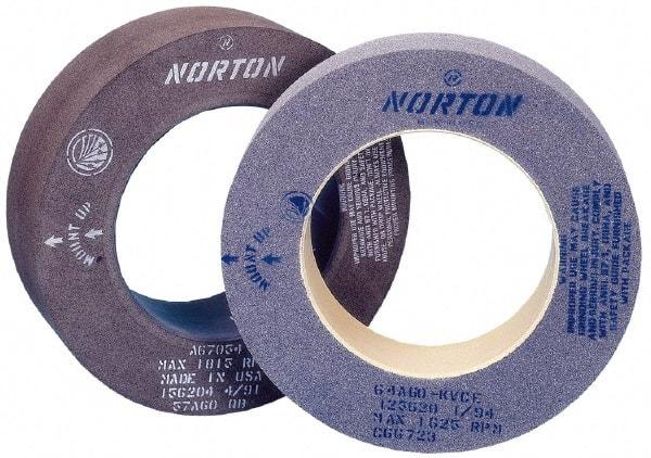 Norton - 8" Wide x 12" Diam, Type 7 Feed Wheel - 5" Hole Size, 80 Grit, Hardness R, 7-1/2" Diam x 2-1/2" Deep Recess, 7-1/2" Diam x 1-1/2" Deep Opposite Side Recess - Benchmark Tooling