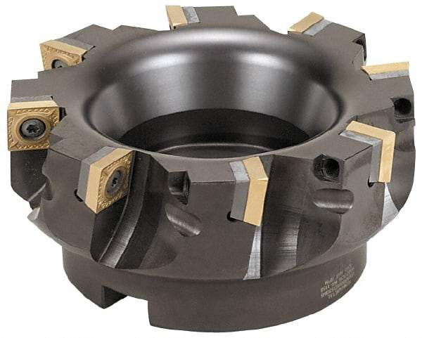 Kennametal - 12 Inserts, 8" Cut Diam, 2-1/2" Arbor Diam, 0.361" Max Depth of Cut, Indexable Square-Shoulder Face Mill - 0/90° Lead Angle, 2.38" High, SD.T 43.. Insert Compatibility, Series KSSM - Benchmark Tooling