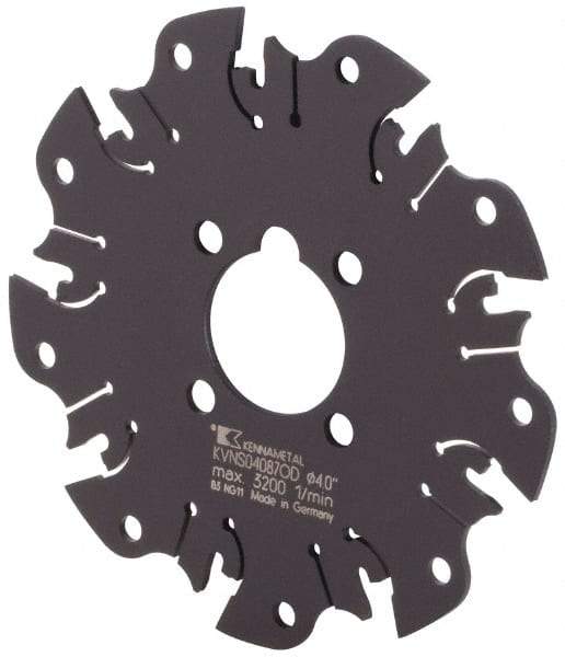 Kennametal - Arbor Hole Connection, 1-1/16" Depth of Cut, 4" Cutter Diam, Indexable Slotting Cutter - Benchmark Tooling