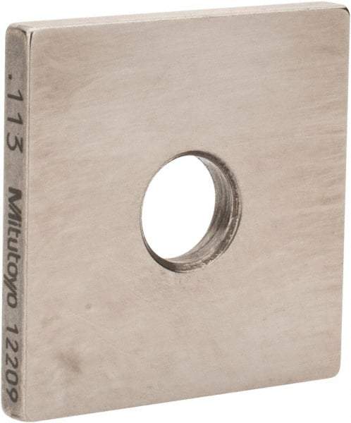 Mitutoyo - 0.113" Square Steel Gage Block - Accuracy Grade 0, Includes Certificate of Inspection - Benchmark Tooling