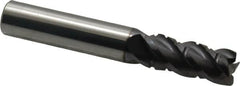 ProMax - 3/8" Diam, 7/8" LOC, 4 Flute Solid Carbide Roughing & Finishing Corner Radius End Mill - AlTiN Finish, 2-1/2" OAL, 3/8" Shank Diam, Weldon Shank, 40° Helix, Centercutting, Regular Length - Benchmark Tooling