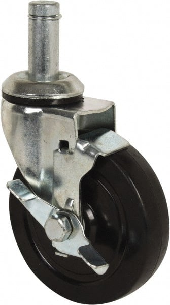 Value Collection - 5" Diam x 1-1/4" Wide x 6-15/32" OAH Stem Mount Swivel Caster with Brake - Benchmark Tooling