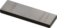 Mitutoyo - 0.1004" Rectangular Steel Gage Block - Accuracy Grade 0, Includes Certificate of Inspection - Benchmark Tooling