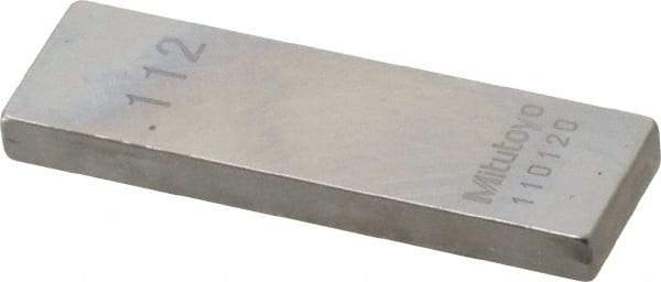 Mitutoyo - 0.112" Rectangular Steel Gage Block - Accuracy Grade 0, Includes Certificate of Inspection - Benchmark Tooling