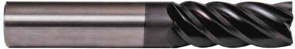 Accupro - 1", 2" LOC, 1" Shank Diam, 4" OAL, 5 Flute, Solid Carbide Square End Mill - Single End, nACRo Finish, Spiral Flute, Variable° Helix, Centercutting, Right Hand Cut, Right Hand Flute - Benchmark Tooling
