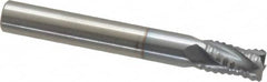 Accupro - 1/4" Diam, Fine Pitch, 3/8" LOC, 4 Flute Solid Carbide Roughing Square End Mill - TiCN Finish, 2" OAL, 1/4" Shank Diam, Single End, Centercutting, 30° Helix - Benchmark Tooling