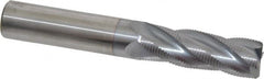 Accupro - 3/4" Diam, Fine Pitch, 2-1/4" LOC, 4 Flute Solid Carbide Roughing Square End Mill - TiCN Finish, 5" OAL, 3/4" Shank Diam, Single End, Centercutting, 30° Helix - Benchmark Tooling